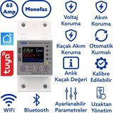 Tomzn 63A Kaçak Akım Koruma Rölesi ve Yüksek Voltaj ve Akım Koruyucu Röle 63A Wifi Özellikli