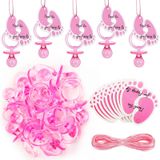 Tondiamo 24 Adet Akrilik Bebek Emzik Kolyesi, Ayak Etiketli Pembe Chupones para Baby Shower Plastik Sevimli Emzik Kolyesi, Bebek Partisi Dekorasyonları için, Masa Serpme, Parti Hediyeleri