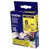 Tonersepeti Brother Tz-611 Sari Uzerine Siyah Etiket 6Mm