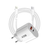 Tonex 40W Usb-A + Type-C Pd Çıkışlı Type-C To Lightning Kablolu Şarj Aleti - Beyaz