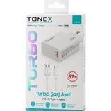 Tonex 67W Turbo Başlık Usb Kablo Şarj Seti Turbo Şarj (Saniye Sayar) 67W 6A - Ty67w