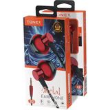 Tonex X2 Süper Bass Metal 3.5mm Kulaklık Süper Ses Kalitesi - Kırmızı - Siyah