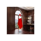 Tonga Direkli - Altın Saçaklı Saten Makam Bayrağı Seti (Krom Direk)