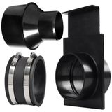 TonGass (Kombo Paket) 10,16 cm ila 2-1/2 inç Hortum Koni Azaltıcı, Toz Toplama Bağlantısı ve Paslanmaz Çelik Kelepçeli Toz Toplama Sistemleri için 4 inç Esnek Hortum Manşeti Bağlayıcı ve Patlama Kapısı