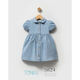 Tongs Baby Kız Bebek Universe Jeans Düğmeli Elbise Mavi 5824 - 6 - 9 Ay