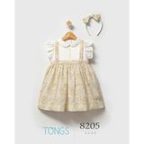 Tongs Baby Kız Çocuk Taç Tokalı Çiçekli Elbise Yeşil 8205 - 5 Yaş