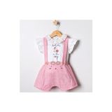 Tongs Baby Şirin Kız Bebek Salopet / Tulum (Tişört Dahil) - 6 - 9 Ay - Pembe