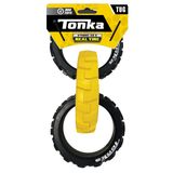 Tonka Kauçuk 3 Halkalı Römork Köpek Oyuncağı, Hafif, Dayanıklı ve Suya Dayanıklı, 25 cm, Orta/Büyük Irklar için, Tek Birim, Sarı/Siyah