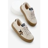 Tonny Black Çocuk Unisex Bej Leopar Termo Taban Yıldız Detaylı Bağcıklı ve Cırtlı Spor Ayakkabı