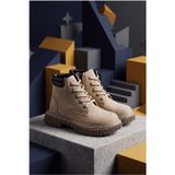 Tonny Black Çocuk Unisex Bej Rahat Kalıp Termo Taban Bağcıklı Bot