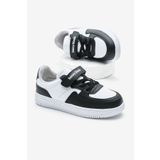 Tonny Black Çocuk Unisex Beyaz Siyah Termo Taban Cırtlı Lastik Bağcıklı Spor Ayakkabı