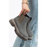 Tonny Black Çocuk Unisex Füme Süet Kalın Tırtıklı Termo Taban Fermuarlı Lastikli Chelsea Bot