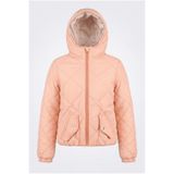 Tonny Black Çocuk Unisex Pembe Normal Kalıp Baklava Detaylı Kapüşonlu Mont