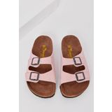 Tonny Black Çocuk Unisex Pudra Rahat Kalıp Poli Taban Çift Tokalı Nubuk Sandalet