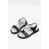 Tonny Black Çocuk Unisex Sim ve Taş Detaylı Cırt Cırtlı Bilek Bantlı Düz Tabanlı Günlük Yazlık Sandalet