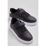 Tonny Black Çocuk Unisex Siyah Beyaz Faylon Hafif Taban Bağcıklı Günlük Spor Ayakkabı