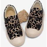 Tonny Black Çocuk Unisex Siyah Leopar Çoçuk Sim Detaylı Cırtlı Rahat Kalıp Sneaker