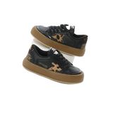 Tonny Black Çocuk Unisex Siyah Leopar Termo Taban Yıldız Detaylı Bağcıklı ve Cırtlı Spor Ayakkabı, 31, TBKMN320, Siyah Leopar, Unisex Çocuk