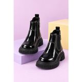 Tonny Black Çocuk Unisex Siyah Rugan Kalın Tırtıklı Termo Taban Fermuarlı Lastikli Chelsea Bot