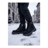 Tonny Black Çocuk Unisex Siyah Süet Rahat Kalıp Termo Taban Bağcıklı Bot