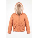 Tonny Black Çocuk Unisex Turuncu Normal Kalıp Baklava Detaylı Kapüşonlu Mont