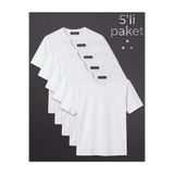 Tonny Black Erkek Beyaz 5'li Paket %100 Pamuk Beyaz T-Shirt