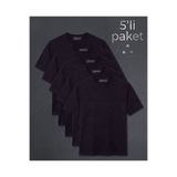 Tonny Black Erkek Siyah 5'li Paket %100 Pamuk Siyah T-Shirt