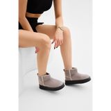 Tonny Black Kadın Bot Kalın Poli Taban Süet Görünümlü Kürklü Astar Bilek Boy Slip-On Rahat Günlük Kışlık