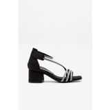Tonny Black Kadın Topuklu Sandalet Cırt Cırtlı Çapraz Bantlı Blok Topuklu Şık Günlük