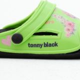Tonny Black Kız Çocuk Yeşil Poli Taban Çiçek Desenli Terlik