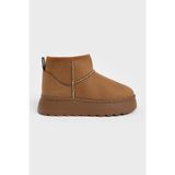 Tonny Black Unisex Çocuk Bot Kalın Poli Tabanlı İçi Kürklü Süet Görünümlü Slip-on Günlük Kışlık
