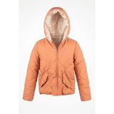 Tonny Black Unisex Çocuk Kapüşonlu Mont Baklava Dikişli Kapitone Detaylı Fermuarlı Kışlık Regular Kalıp