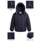 Tonny Black Unisex Çocuk Kapüşonlu Mont Su Geçirmez Fermuarlı Astarlı Çıtçıt Yakalı Lastikli Manşet Normal Kalıp Kışlık