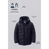 Tonny Black Unisex Çocuk Kapüşonlu Mont Su Geçirmez Rüzgar Geçirmez Kare Dikişli Sıcak Tutan Dolgulu Kışlık