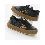 Tonny Black Unisex Çocuk Spor Ayakkabı Siyah Leopar Termo Taban Enerjik Yıldız Detaylı