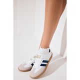 Tonny Black Unisex Lacivert Beyaz Termo Taban Yanı Şeritli Bağcıklı Spor Ayakkabı - Lacivert - Beyaz