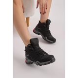 Tonny Black Unisex Siyah Füme Rahat Kalıp Yanı Şerit Detaylı Bağcıklı Trekking Bot - Siyah - Füme
