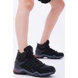 Tonny Black Unisex Siyah Füme Rahat Kalıp Yanı Şerit Detaylı Bağcıklı Trekking Bot