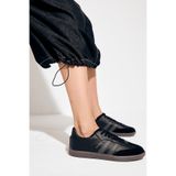 Tonny Black Unisex Siyah Füme Termo Taban Yanı Şeritli Bağcıklı Spor Ayakkabı