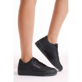 Tonnyblack Unisex Spor Ayakkabı Siyah 100% Suni Deri Kaymaz Taban Rahat Tasarım Kadın Erkek