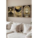 Tontilika Modern Altın Detaylı 3 Parçalı Ahşap Çerçeveli Tablo Seti-2