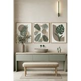 Tontilika Modern Botanik Banyo Konsepti 3’lü Ahşap Çerçeveli Tablo Seti