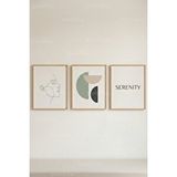 Tontilika Serenity Minimal İnsan Figürü 3’lü Ahşap Çerçeveli Tablo Seti