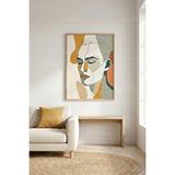 Tontilika Soyut Çizgilerle Portre Tasarımlı 1. Kalite Ahşap Çerçeveli Tablo – Dekoratif Tekli-50x70cm