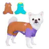 TONY HOBY Köpek Pijama, 4 Bacaklı Köpek Tulum Pijama, Küçük Orta Köpekler için Moda Çatışan Renkli Evcil Hayvan Giysileri (Mavi+Kahverengi, M)