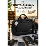 Tony York Orijinal Unisex Konfor Modeli Çok Gözlü Seyahat Tatil Spor Kabin Boy Kumaş Valiz El ve Omuz Çantası - Siyah