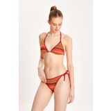 TOO SALTY SWIMWEAR KADIN BORDO DANTELLİ YANDAN BAĞLAMALI ÜÇGEN BİKİNİ TAKIMI 24S116ST BORDO-38