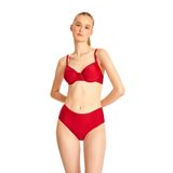 TOO SALTY SWIMWEAR KADIN BÜZGÜLÜ BALENLİ TOPARLAYICI YÜKSEK BEL BİKİNİ TAKIMI 24s101st kırmızı-42