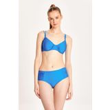 TOO SALTY SWIMWEAR KADIN BÜZGÜLÜ BALENLİ TOPARLAYICI YÜKSEK BEL BİKİNİ TAKIMI 24s101st mavi-44
