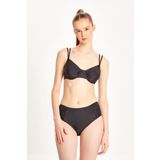 TOO SALTY SWIMWEAR KADIN BÜZGÜLÜ BALENLİ TOPARLAYICI YÜKSEK BEL BİKİNİ TAKIMI 24s101st siyah-42